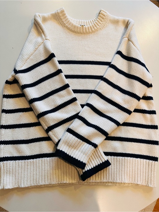Z Supply Sweaters - Z Supply Cream and Navy Striped Crewneck Sweater - Women